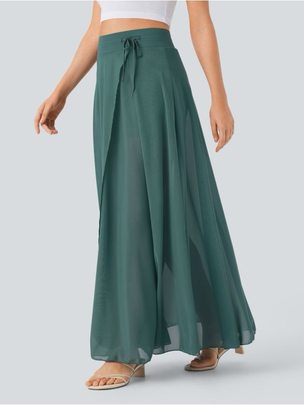 HALARA High Waisted mesh 2-in-1 Flowy Maxi Shirt